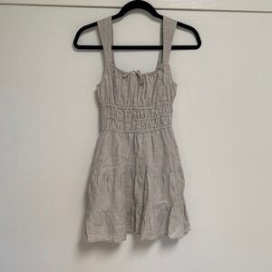 Aritzia beige linen mini dress